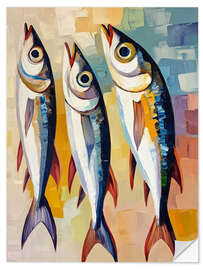 Vinilo para la pared Three sardines