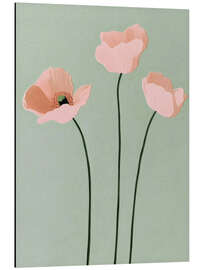 Alubild Drei rosa Mohnblumen