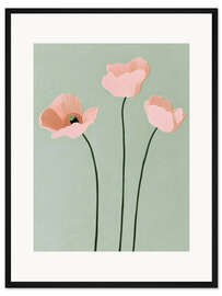 Gerahmter Kunstdruck Drei rosa Mohnblumen