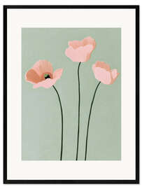 Gerahmter Kunstdruck Drei rosa Mohnblumen
