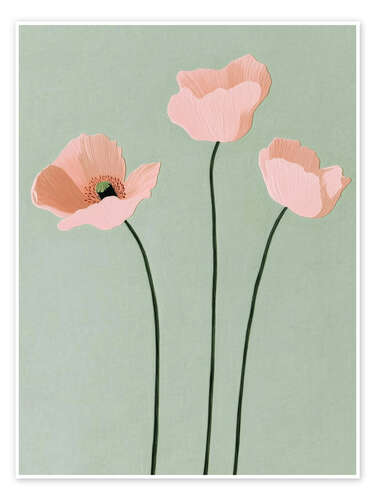 Poster Three pink poppies