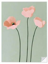 Wall sticker Three pink poppies