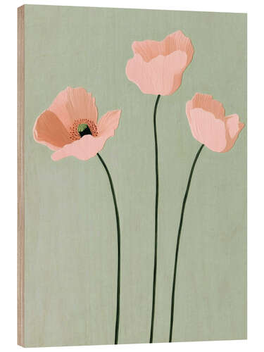 Obraz na drewnie Three pink poppies
