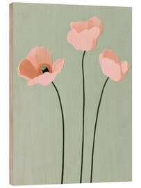 Puutaulu Three pink poppies