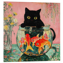 Acrylic print Guardian - Cat with Goldfish - DejaReve
