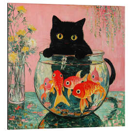 Aluminium print Guardian - Cat with Goldfish - DejaReve