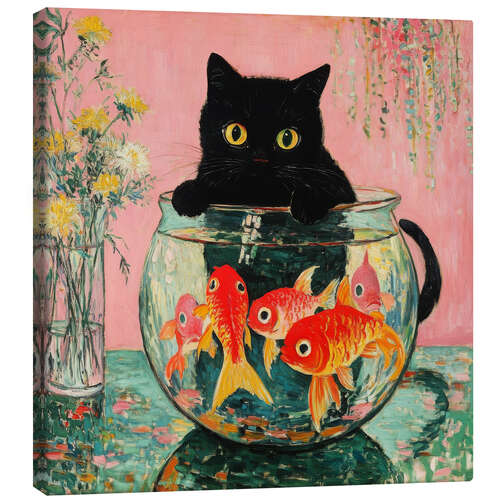 Canvas print Guardian - Cat with Goldfish