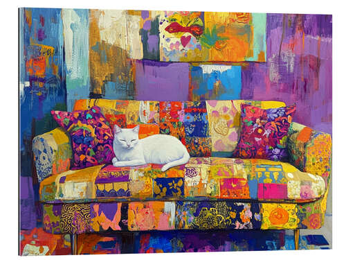 Gallery Print Schlafendes weißes Kätzchen