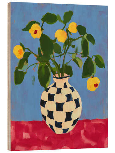 Obraz na drewnie Yellow flowers in vase