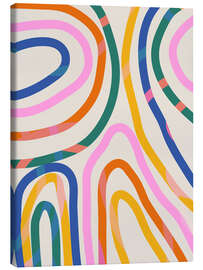 Canvas print Whimsical Abstract Rainbows - apricot and birch