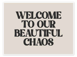 Wall print Welcome to Our Beautiful Chaos - apricot and birch