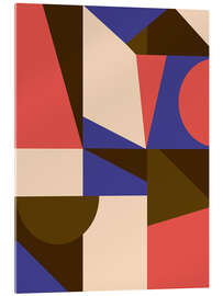 Acrylglasbild Mid Century Mod in Braun, Blau und Rot - apricot and birch