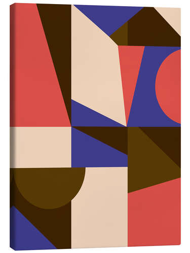 Canvas print Mid Century Mod in Brown, Blue, and Red