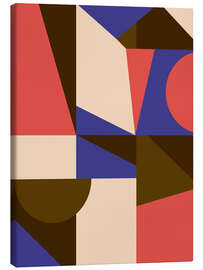 Canvas print Mid Century Mod in Brown, Blue, and Red - apricot and birch