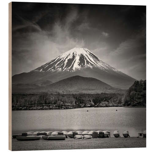 Holzbild Majestätischer Fuji am Shoji-See, Japan
