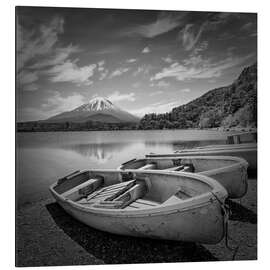 Aluminium print Japan Idyll at Lake Shoji with Fuji