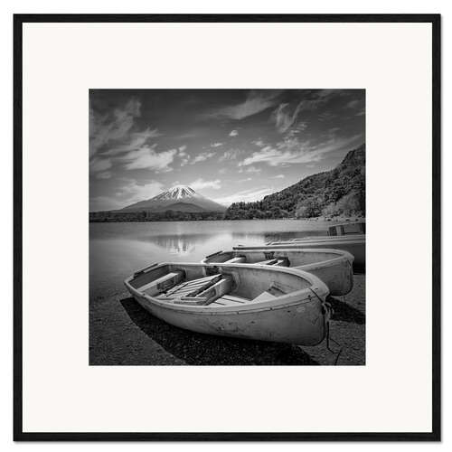 Framed art print Japan Idyll at Lake Shoji with Fuji