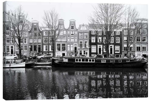 Lærredsbillede Classic canal view of Amsterdam
