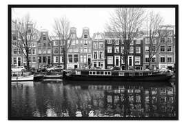 Gerahmter Kunstdruck Klassischer Kanalblick auf Amsterdam