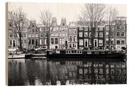 Holzbild Klassischer Kanalblick auf Amsterdam