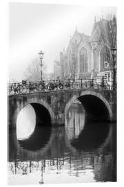 Akrylbillede Bridge on a foggy morning in Amsterdam - George Pachantouris
