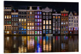 Akrylbillede Colourful reflections in Amsterdam at night - George Pachantouris