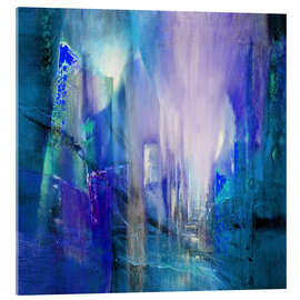Tableau en verre acrylique Transparency - translucent purple and turquoise - Annette Schmucker