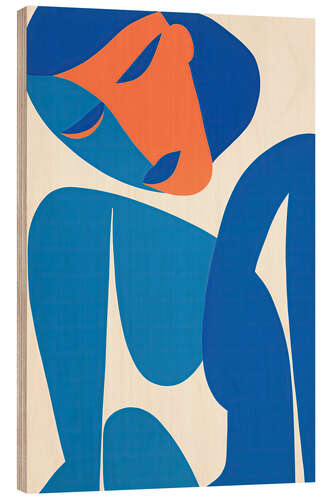 Wood print Blue Portrait