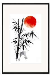 Gerahmter Kunstdruck Sonne über dem Bambusfeld