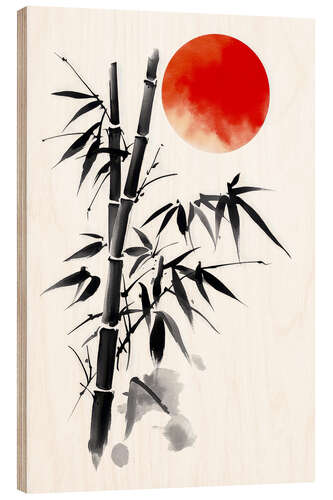 Wood print Sun over the bamboo field
