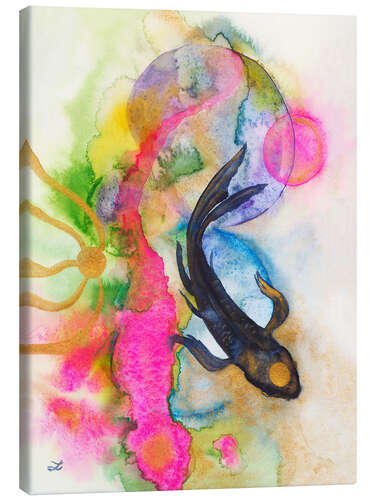 Leinwandbild Meditation mit Koi