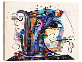 Tableau en bois Salvador Dali's Cat - Elena Samborskaja
