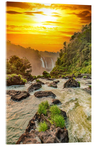 Akrylglastavla Iguazu Falls in the sunset light