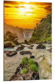 Cuadro de aluminio Iguazu Falls in the sunset light - HADYPHOTO