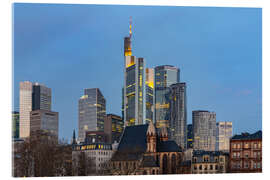 Acrylglasbild Skyline Frankfurt zur Blauenstunde am Morgen - Jan Wehnert