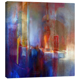 Canvas print Floating - Blue, gold and orange - Annette Schmucker