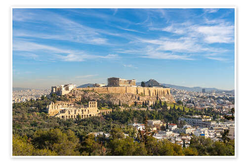 Plakat Majestic view of the Acropolis of Athens under a blue sky