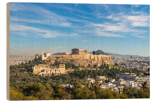 Wood print Majestic view of the Acropolis of Athens