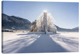 Canvas print St. Coloman with sun star in backlight, Allgäu - MUXPIX