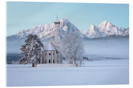 Akrylbilde St. Coloman in Allgäu at -21°C shortly before sunrise - MUXPIX