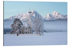 Cuadro de aluminio St. Coloman in Allgäu at -21°C shortly before sunrise - MUXPIX