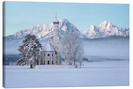 Canvas print St. Coloman in Allgäu at -21°C shortly before sunrise - MUXPIX