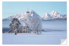 Sticker mural St. Coloman in Allgäu at -21°C shortly before sunrise - MUXPIX