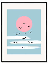 Gerahmter Kunstdruck Sunset Birds