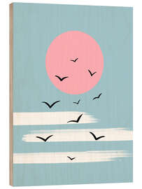 Holzbild Sunset Birds - Martina illustration