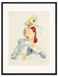 Gerahmter Kunstdruck Elegante Dame mit Blumenhut, 1926 - Tamara de Lempicka