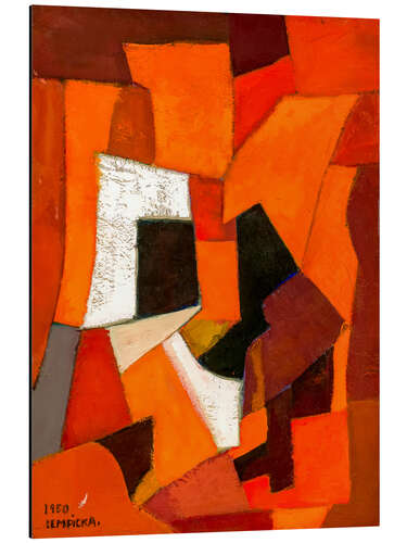 Aluminium print Abstract Painting in Red and Orange, 1950