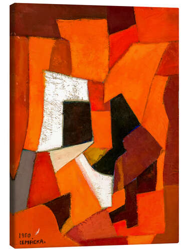Leinwandbild Abstraktes Gemälde in Rot und Orange, 1950