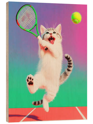 Holzbild Tennis Kitty