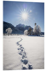 Acrylic print St. Coloman with footprints in the snow, Allgäu - MUXPIX